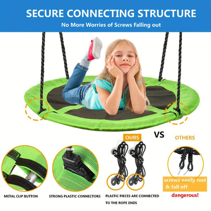 43 Inch Saucer Swing for Kids Outdoor – 360° Spinning Nest Swing with Swivel, Adjustable Ropes & Hanging Straps for Tree or Swing Set | Best Backyard Birthday Gift for Boys and Girls