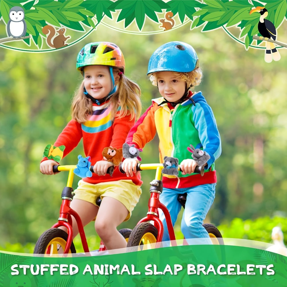 Stuffed Animal Slap Bracelets Bulk for Kids – Cute Plush Assorted Animal Bracelets for Party Favors, Classroom Prizes, Goodie Bag Fillers, Carnival Toys, Holiday Gifts (6/10/15/30 Pack)