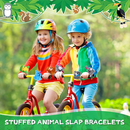 Stuffed Animal Slap Bracelets Bulk for Kids – Cute Plush Assorted Animal Bracelets for Party Favors, Classroom Prizes, Goodie Bag Fillers, Carnival Toys, Holiday Gifts (6/10/15/30 Pack)