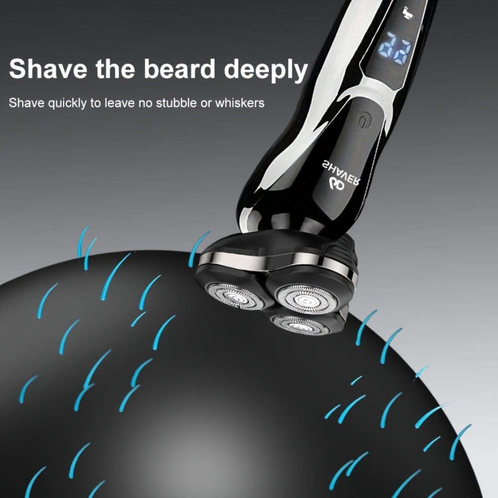 Electric Shaver for Men 3D Floating Blade 3-in-1 Beard Trimmer Digital Display USB Rechargeable Portable Grooming Kit Standalone 3-in-1 or 4-in-1 Set