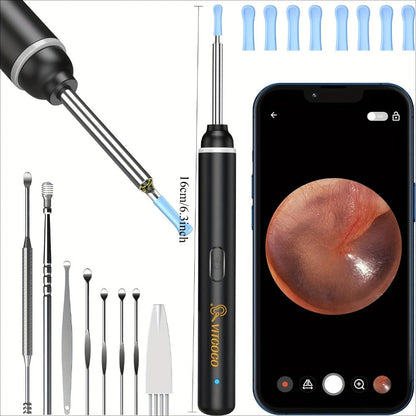 Wireless Ear Camera Ear Wax Removal Kit 1080P HD 6-LED – App-Controlled Visual Ear Cleaner for Adults and Pets, Compatible with All Smartphones, Multiple Cleaning Heads, Portable Ear Scoop Tool