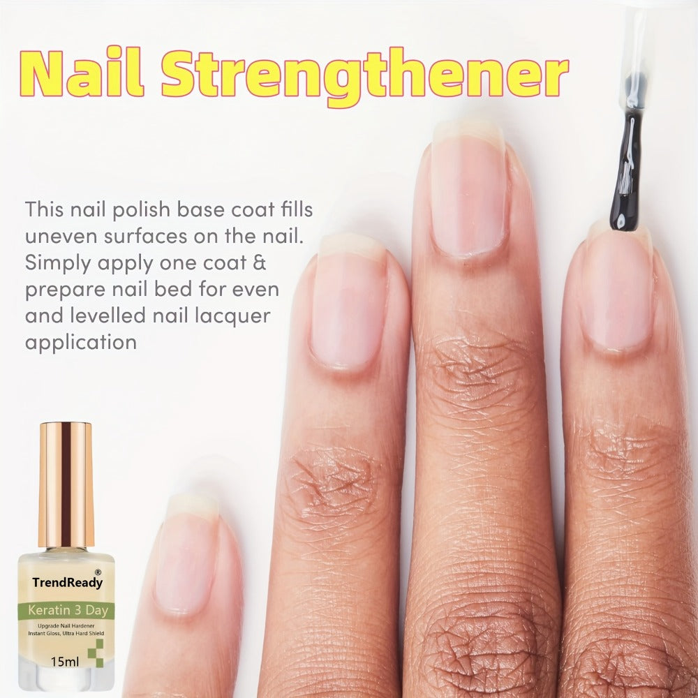Nail Strengthener 2 Pack Clear Waterproof Alcohol-Free | Brittle Nail Hardener Treatment Glossy Base Coat & Top Coat for Weak Thin Peeling Nails | Color Enhancement for Fingernails Toenails Women