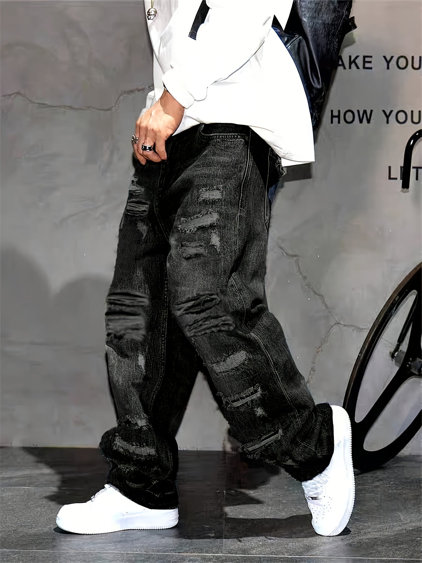 Men's Baggy Jeans - Classic Wash Clean Finish Everyday