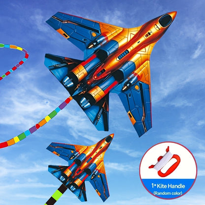 Large Fighter Plane Kite 200cm+ Polyester – Colorful Stunt Kite for Adults & Kids, Outdoor Flying Fun at Beach Park & Open Fields, Easy to Fly, Vibrant Mixed Color Design