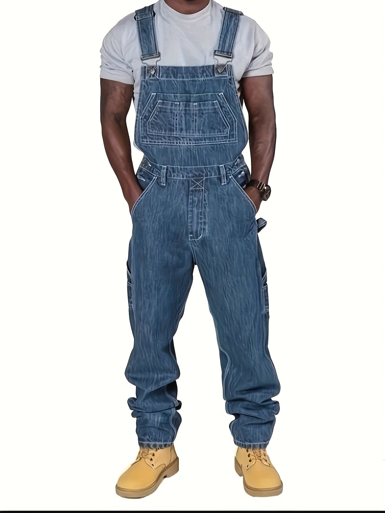 Men's Retro Denim Overalls - Loose Multi-Pocket Workwear