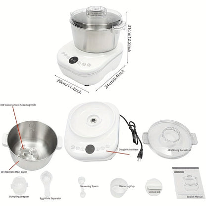 Electric Dough Maker 7Qt with Fermentation Function - 250W Dough Kneading Machine, 304 Stainless Steel Bowl, Microcomputer Timer, Constant Temperature Ferment, for Bread Pizza Pasta Dumplings, Red/White