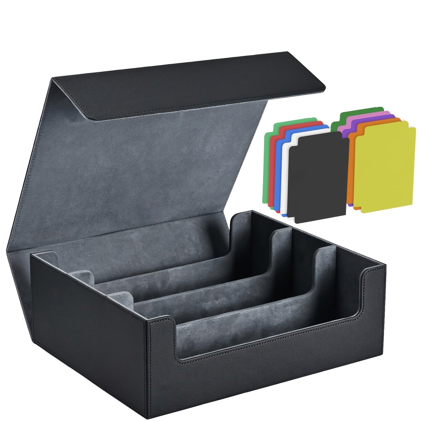 Trading Card Storage Box 1800+ Cards with 10 Dividers – Large Deck Case for Pokemon TCG, MTG Commander, Sports Cards – Multiple Colors, Fits Sleeved Cards