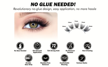 Invisible 2-Strip Tape Lash Clusters 156Pcs — Pre-Glued Self-Adhesive Eyelash Extensions, No Glue No Sticky Residue, Volume Mixed Longer-Lasting DIY Cluster Lashes for Women Sensitive Eyes