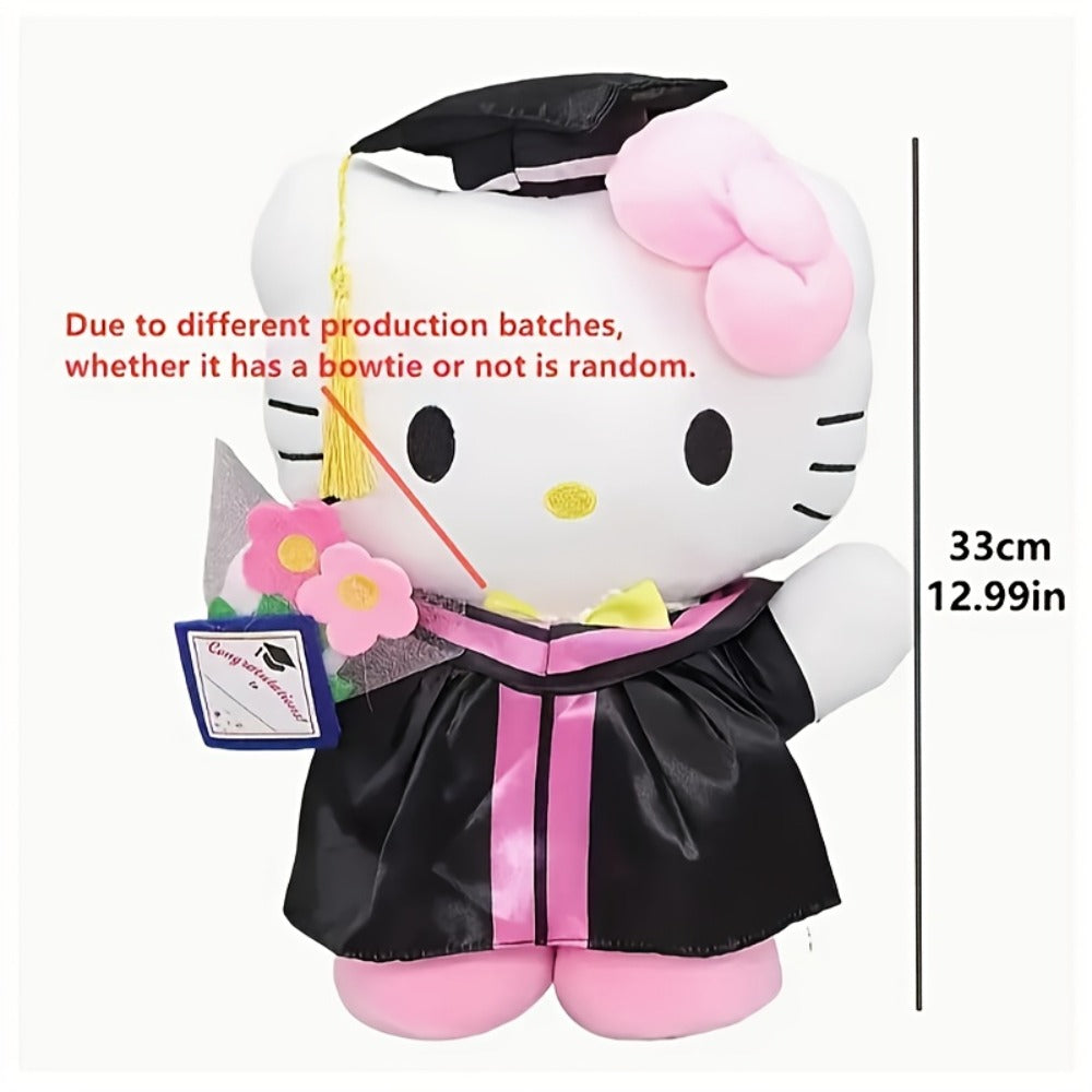 Hello Kitty Graduation Cap and Gown Set — Officially Licensed Sanrio Doctoral Cap & Bachelor Gown, Kawaii Grad Gift for Girls & Teens, Graduation Photo Prop, Party Decor, Bouquet Decoration, Student Prize