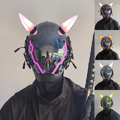 Electric Pink Punk Cosplay Mask with Helmet – Battery-Powered LED Full Face Mask for Halloween, Christmas, Easter, Rave Music Festival & Party, Unisex Adult Costume Prop, Cool Gift for Men & Women