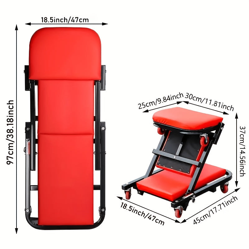 36 Inch,foldable Z-crawler 2-in-1 Crawling Suit,300 Pound Capacity, Adjustable Roller Coaster Rolling Folding Car Crawling Suit, New Gift for Husband, with 6 2.5-inch Wheels, Suitable for Car