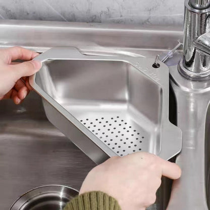 Kitchen Drain Strainer Basket 304 Stainless Steel Triangular Corner Sink Filter – Food Scrap & Leftover Catcher for Kitchen Sink & Wash Basin, Rust-Proof Easy Clean Drain Basket Silver
