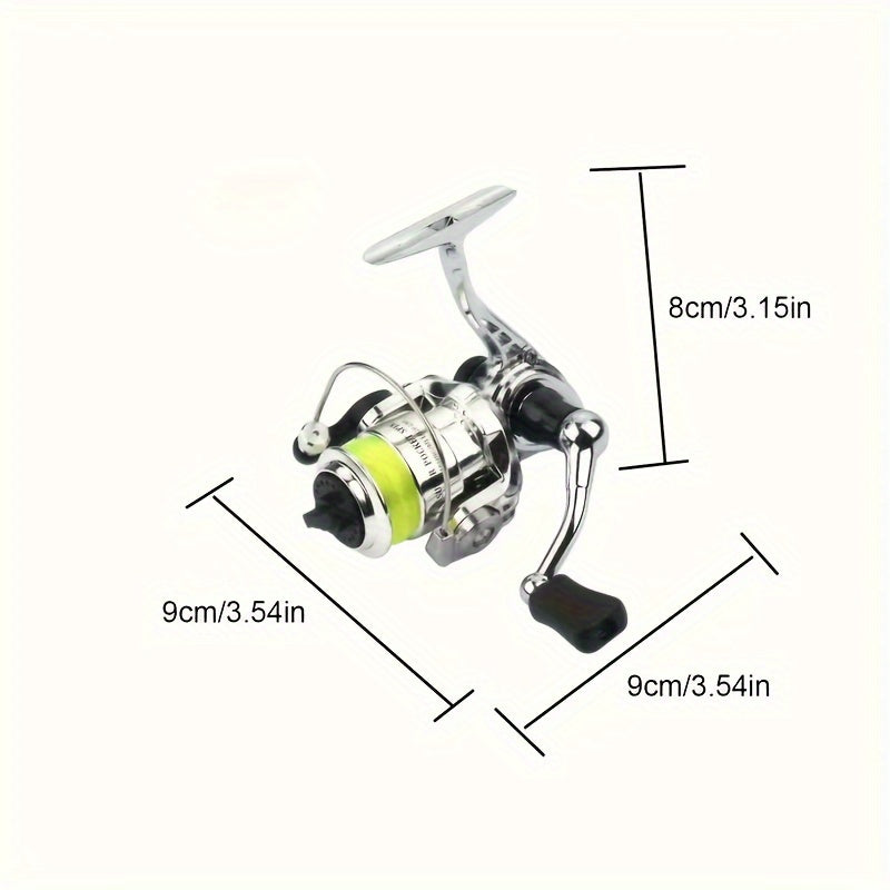 Mini 100 Spinning Fishing Reel – 4.3:1 High-Speed Gear Ratio, Aluminum Alloy Body, Interchangeable Rocker Arm, Ambidextrous, Includes 109 Yards of Line – Lightweight Reel for Freshwater & Saltwater Fishing