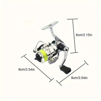 Mini 100 Spinning Fishing Reel – 4.3:1 High-Speed Gear Ratio, Aluminum Alloy Body, Interchangeable Rocker Arm, Ambidextrous, Includes 109 Yards of Line – Lightweight Reel for Freshwater & Saltwater Fishing