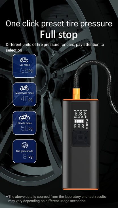 Portable Tire Inflator Air Compressor 150 PSI – Cordless Electric Air Pump with Digital Pressure Gauge, LED Light, USB-C Charging for Car, Motorcycle, Bicycle & Ball Inflation