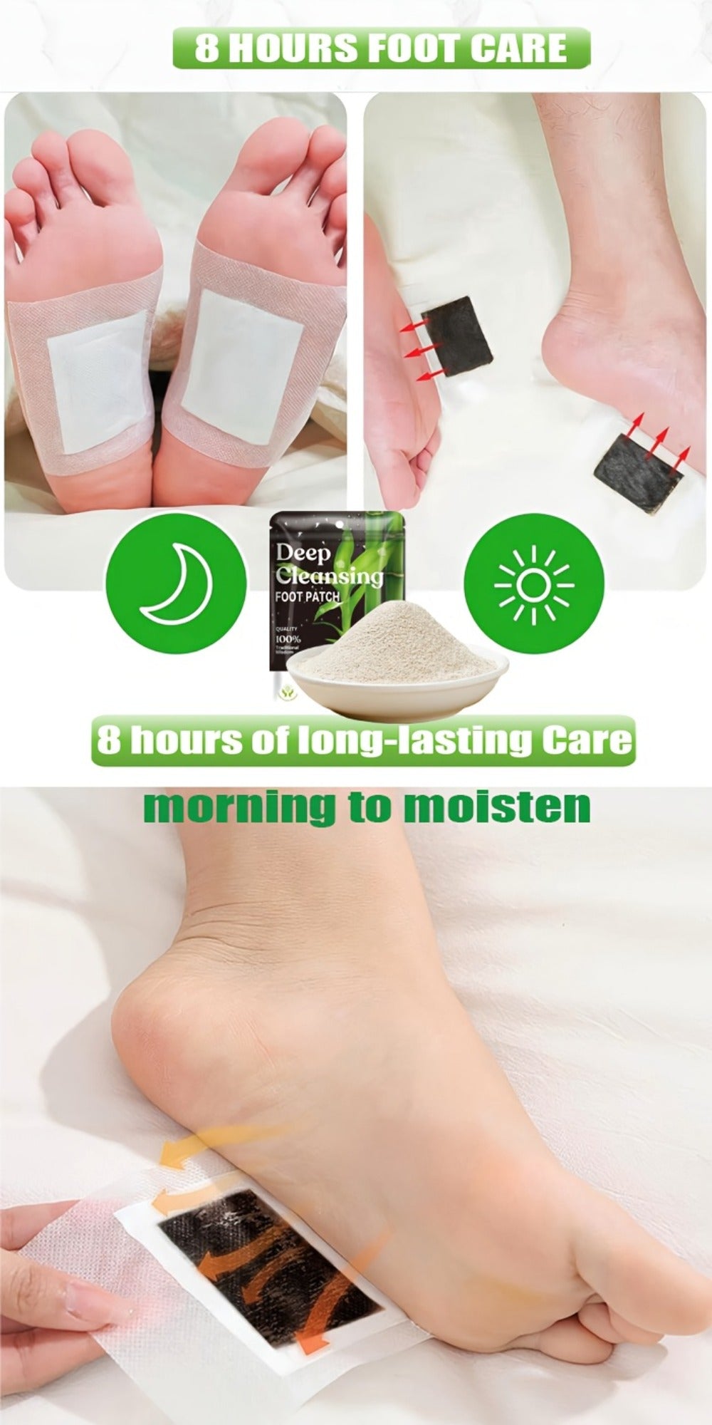 Detox Foot Patches with Bamboo Vinegar Ginger & Lavender — Natural Plant Formula Deep Cleansing Overnight Foot Pads, Moisturizing Soothing Foot Care for Tired Aching Feet, Home Spa Wellness Gift