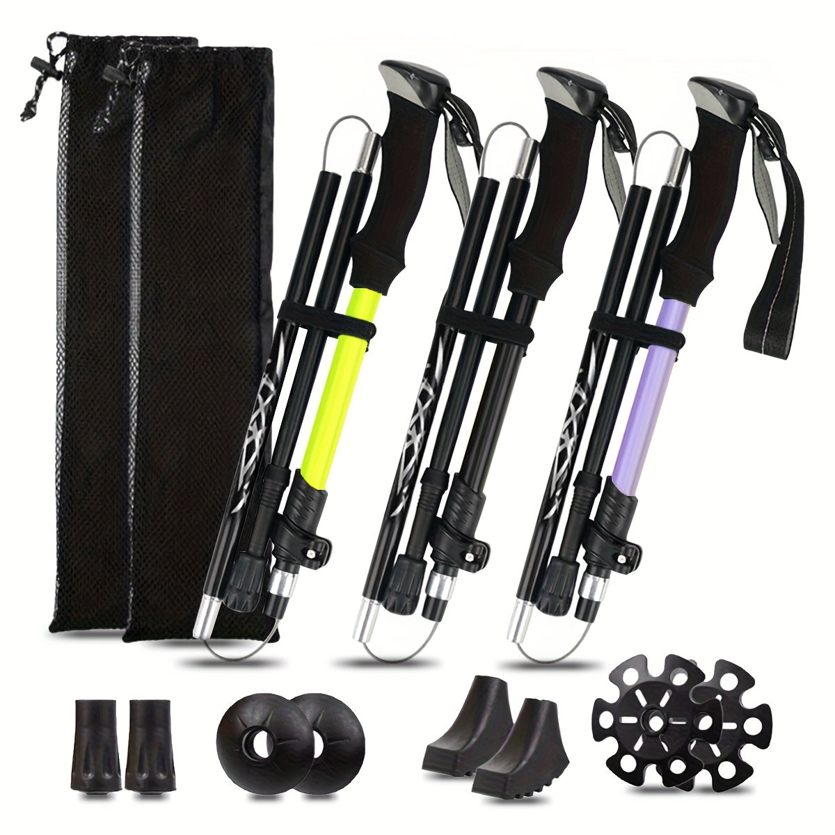 Folding Trekking Poles 7075 Aluminum – Ultralight Collapsible Hiking Walking Sticks with Anti-Slip Ergonomic Grip for Men & Women | 2-Pack