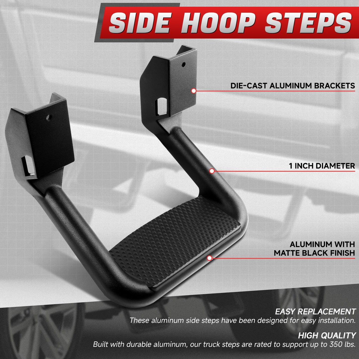 DNA MOTORING Universal Side Step Pad for Chevy GMC Ford Dodge Ram Toyota Nissan Truck Pickup SUV Aluminum 350 Lbs Max 2/4 PCS