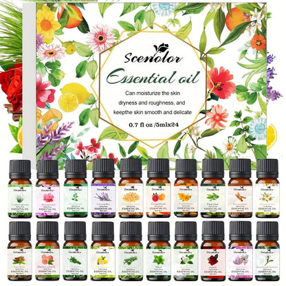 Fragrance Essential Oil Gift Set – Premium Hotel Scent Diffuser Oils for Candle Making, Aromatherapy & Home Fragrance | 12 or 24 Piece Set