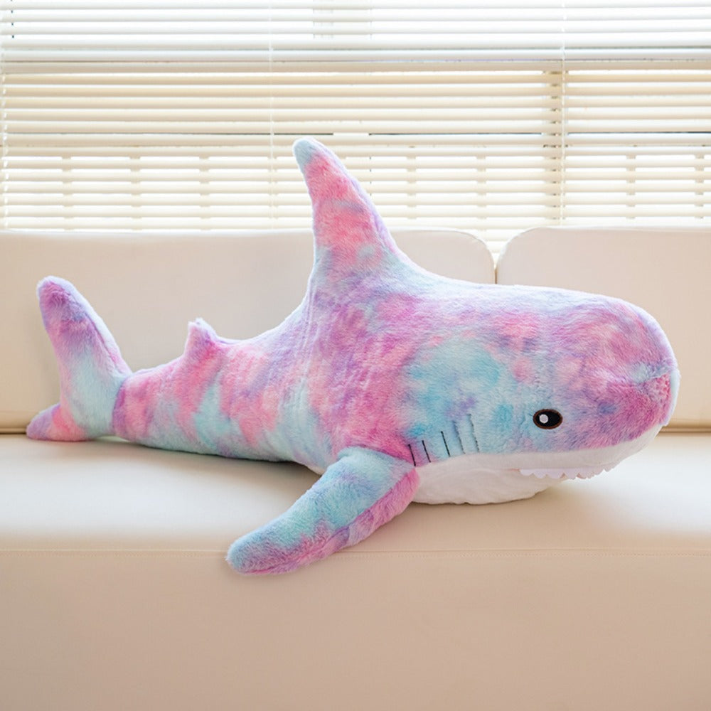 Shark Stuffed Animal Plush Pillow 24 Inch – Jumbo Soft Cute Shark Plush Toy for Kids Boys Girls Adults, Ocean Sea Animal Cuddle Pillow, Birthday Christmas Holiday Gift, Blue Grey Rainbow Colors