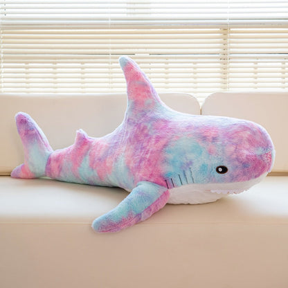 Shark Stuffed Animal Plush Pillow 24 Inch – Jumbo Soft Cute Shark Plush Toy for Kids Boys Girls Adults, Ocean Sea Animal Cuddle Pillow, Birthday Christmas Holiday Gift, Blue Grey Rainbow Colors