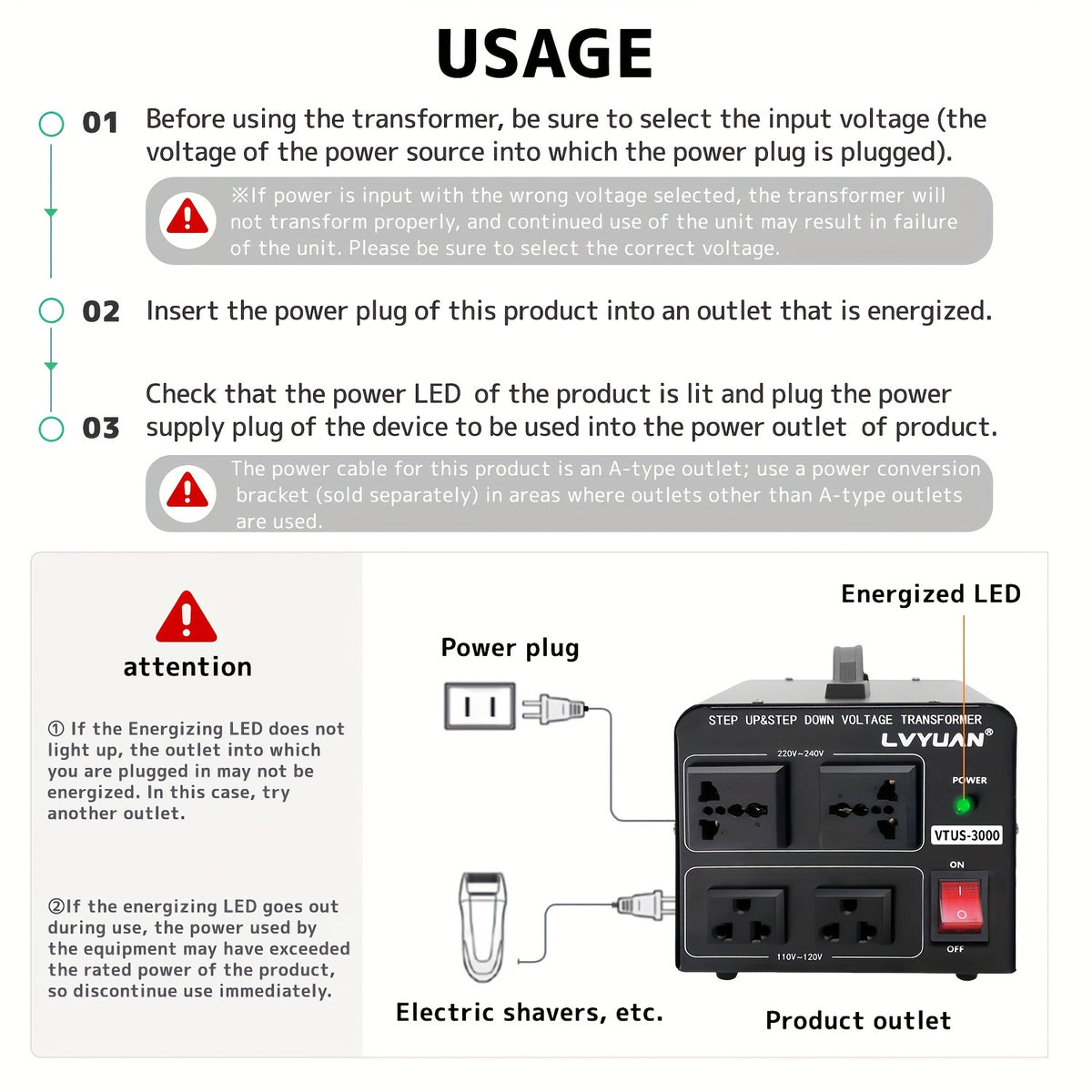 Boost/Buck, 3000VA/5000VA Peak Voltage Converter, 110V And 220V Voltage Converter With US Outlet, Universal Outlet, Circuit Breaker (needs To Be Connected To Electricity For Use), Without Battery