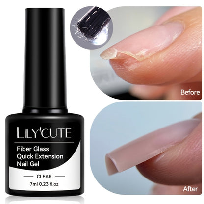 Nail Extension Builder Gel 3pcs - Fiberglass Construction Gel for Broken Nail Repair & Nail Extension, Clear UV LED Soak-Off Fiber Glass Gel Varnish, DIY Salon Nail Kit