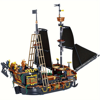 Pirate Ship Building Block Set 1282pcs – Detailed Sailing Vessel Brick Model Kit for Adults Teens, Home Decor Display Collectible STEM Architecture Toy, Unique Birthday Christmas Gift for Ship Enthusiasts