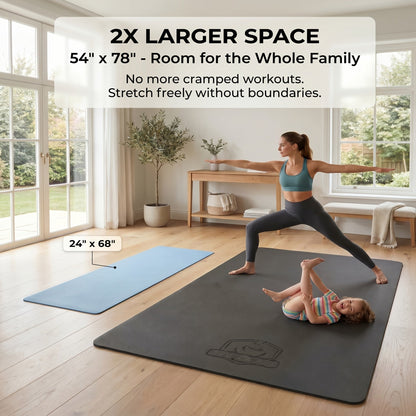 Extra Large Yoga Mat 6mm Thick – Non-Slip TPE Dual-Side Exercise Mat with Carry Bag for Yoga, Pilates, Stretching & Home Workouts – Multiple Sizes & Colors