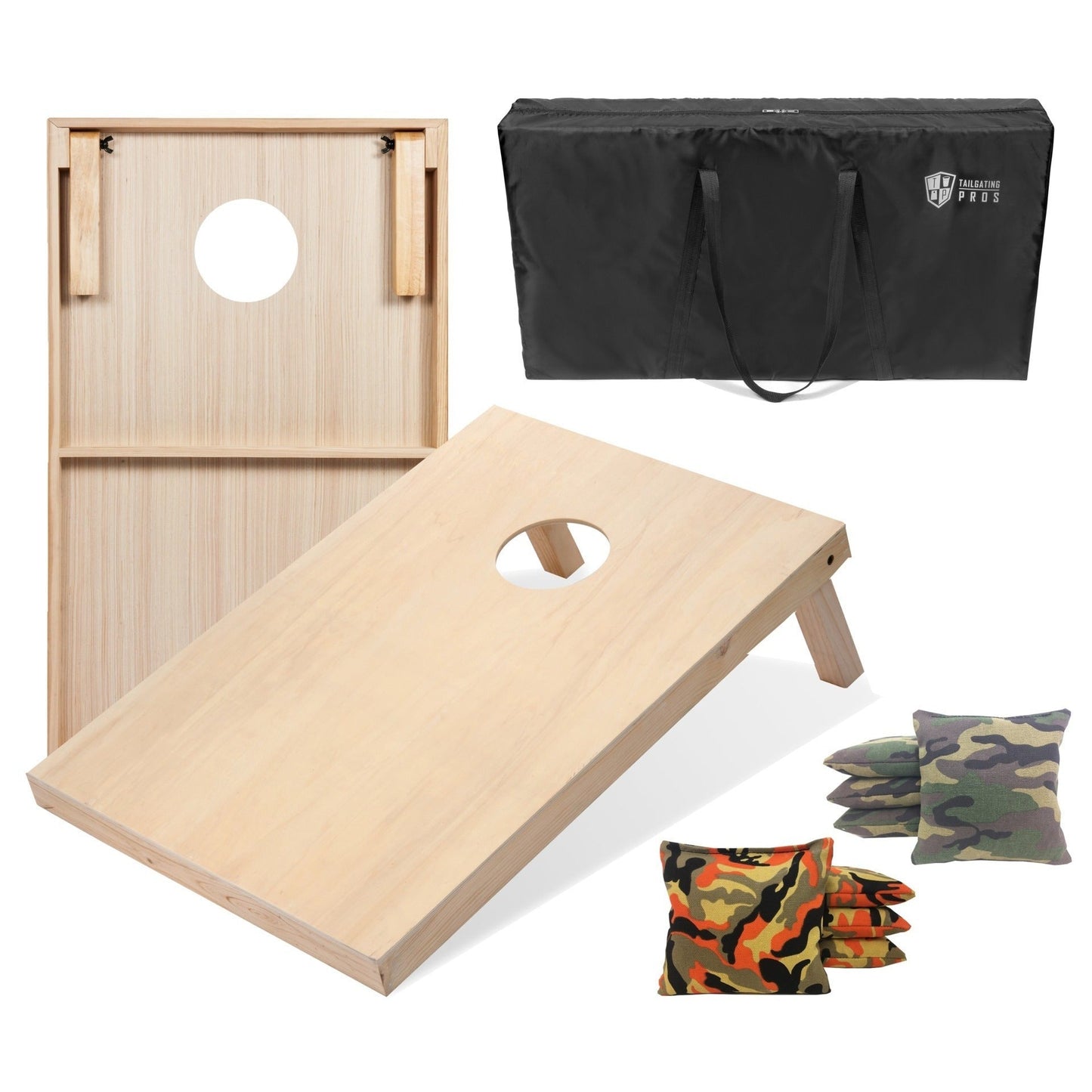 Regulation Cornhole Board Set 4x2 Solid Wood ACA Standard with 8 Bean Bags Carrying Case Tote Outdoor Yard Tailgate Party Game 13 Color Options