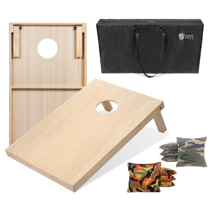 Regulation Cornhole Board Set 4x2 Solid Wood ACA Standard with 8 Bean Bags Carrying Case Tote Outdoor Yard Tailgate Party Game 13 Color Options