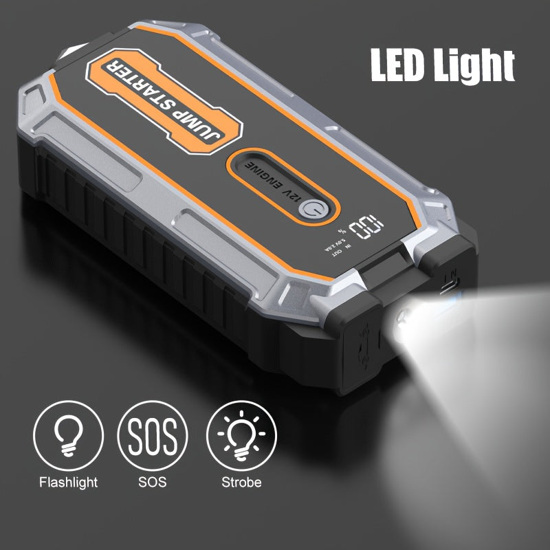 Car Jump Starter, 6000A Portable Battery Jumper Starter Pack For 2.64gal Gas 1.59gal Diesel Engines, 12V Car Battery Booster Box With LCD Display, LED Flashlight, USB Charger Power Bank