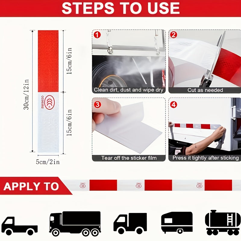 [Multi-volume Series]DOT-C2 Reflective Tape 2" X 60ft | Red & White, Ultra-Bright 360° Safety Marking for Trucks, Trailers, Vans & Construction Signs All-Weather Strong Roll