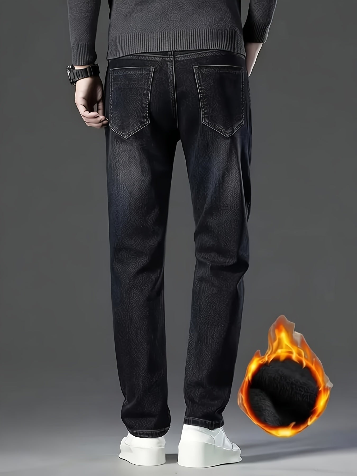 Men's Straight Leg Jeans - Classic Wash Clean Finish Streetwear 957605