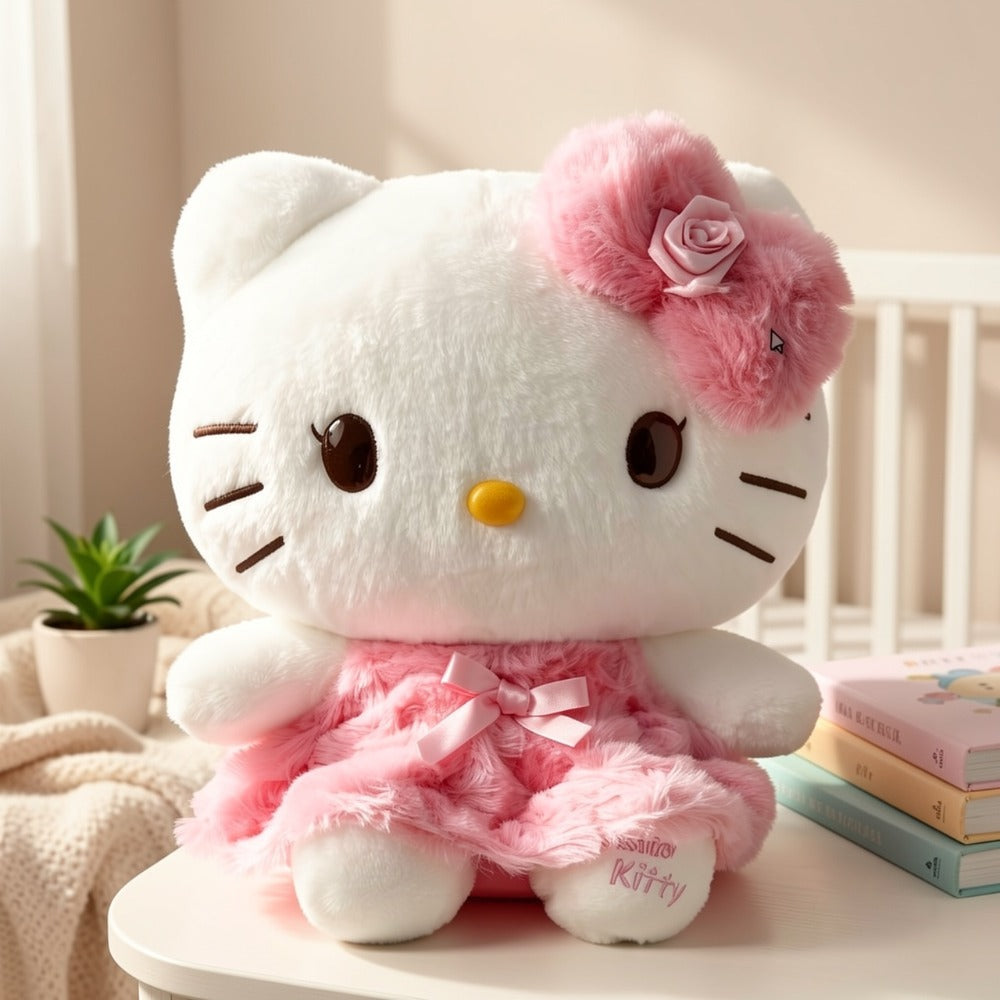 Hello Kitty Plush Toy 10 Inch Sanrio Kawaii Pink Rose Dress Stuffed Animal – Soft Cute Doll Gift for Girls, Kids & Teens, Birthday Christmas Valentine's Day
