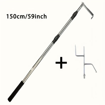 Telescopic Truck Grab Bar Set Stainless Steel Adjustable Length Anti-Slip Grips 59 Inch for Pickups Trucks Trailers Warehouses Construction Sites Easy Storage Durable