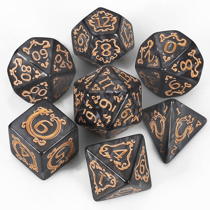 DnD Dice Set 49pcs Dragon Pattern Polyhedral Dice 7 Sets with Pouches – D4 D6 D8 D10 D12 D20 for Dungeons & Dragons RPG MTG Tabletop Games, 7 Colors Acrylic Gamer Gift