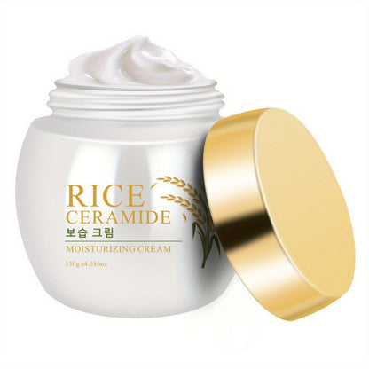Rice Ceramide Moisturizing Face Cream 4.586oz - Deep Hydration with Rice Extract, Hyaluronic Acid & Ceramide | 24-Hour Nourishment | Day & Night | Dry & Sensitive Skin