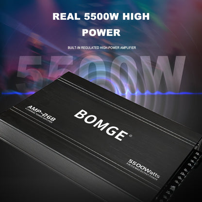 BOMGE 4-Channel Car Amplifier 2500W Max Power for Subwoofers & Speakers Full Range Class AB Vehicle Audio Amp AMP-228 AMP-268-A AMP-268-C for Car Truck SUV Sound System Upgrade