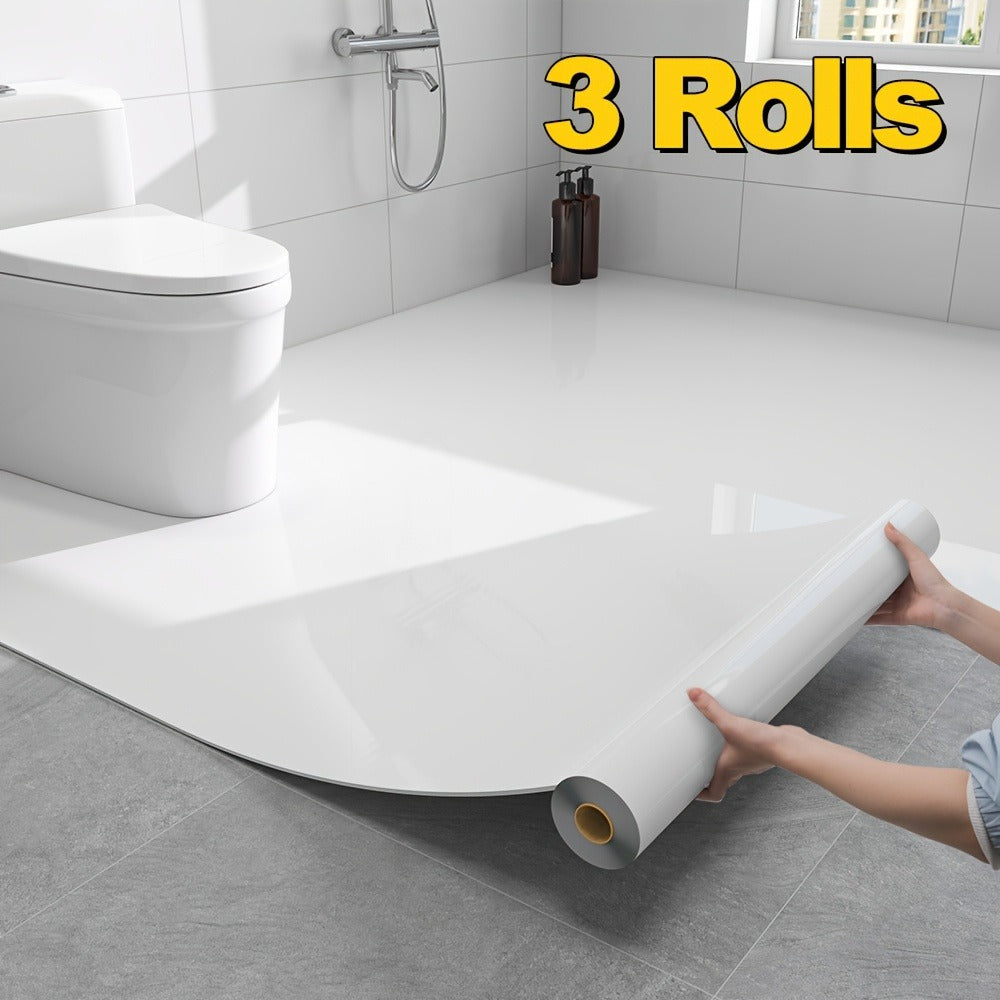 Self-Adhesive Marble Vinyl Floor Wallpaper 3 Rolls 23.62x197.75in - Waterproof Oil-Proof Anti-Slip Wear-Resistant Peel and Stick Floor Tiles for Kitchen Bathroom Living Room Home Renovation Straight Edge