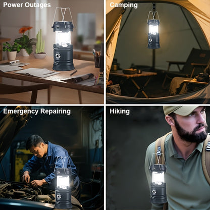 Retro Camping Lantern - USB Rechargeable LED Camp Light, 4600mAh Portable Survival Flashlight with Handle, Indoor Outdoor Emergency Lighting (4 PCS)
