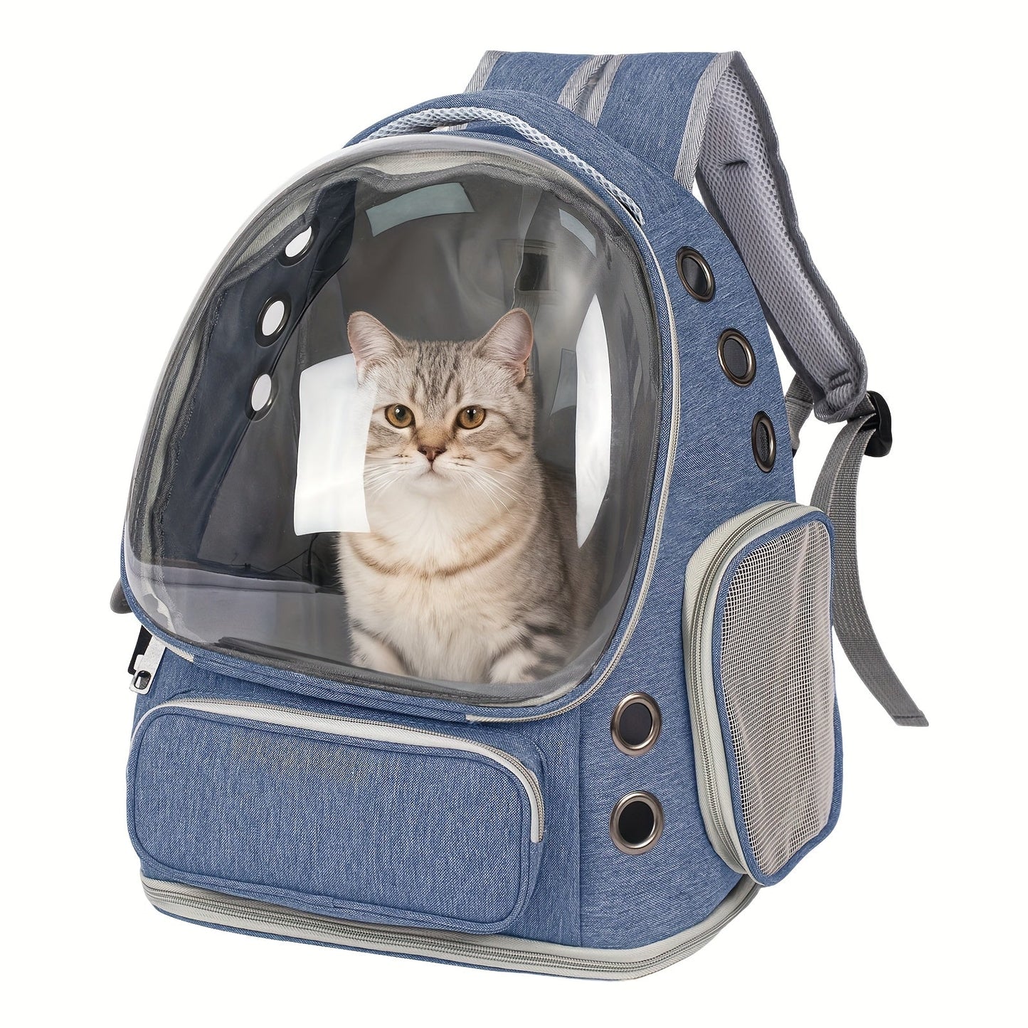 Cat Carrier Backpack Bubble Window Space Capsule Transparent Breathable Travel Bag for Cats & Kittens, Airline Approved Zipper & Pet Door Entry All-Season Cat Backpack, Black Blue Brown Green Gray Pink