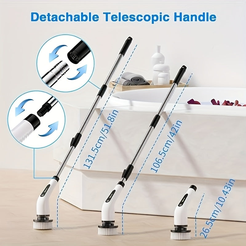2026 New Electric Spin Scrubber, Powerful Brush for Bathroom, Bathtub, Shower, Floors, And Cars, USB Rechargeable, Dual-Speed Detachable Telescopic Handle, Comes with 8 Replaceable Brush Heads And 1 Gap Brush, Mother'S Day Gift
