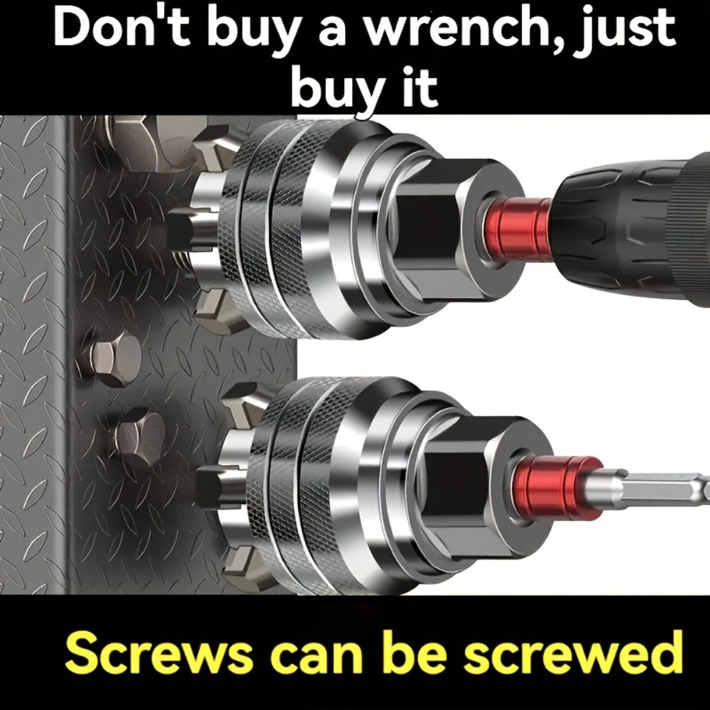 Universal Socket Wrench Adapter 10-19mm - Adjustable Hex Nut & Bolt Socket, Fits 3/8" Drive Ratchet, Torque Wrench & Electric Drill, All-in-One Socket Tool for Home & Professional Use