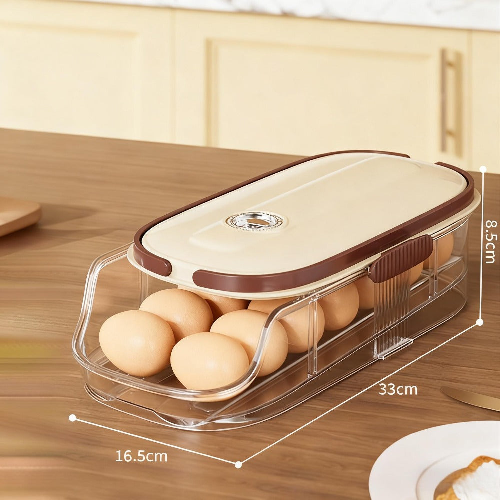 Egg Organizer for Refrigerator, Multi-Layer Auto-Rolling Egg Rack with Large Capacity – Space-Saving Egg Storage Dispenser for Fridge, Cabinet & Countertop, Ideal for Busy Families