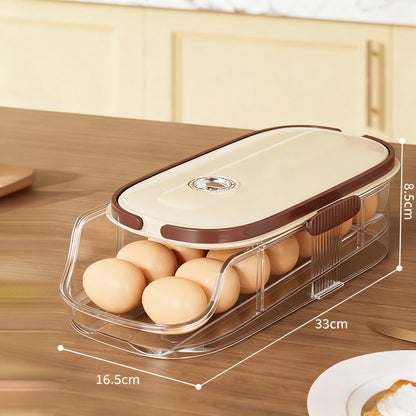 Egg Organizer for Refrigerator, Multi-Layer Auto-Rolling Egg Rack with Large Capacity – Space-Saving Egg Storage Dispenser for Fridge, Cabinet & Countertop, Ideal for Busy Families
