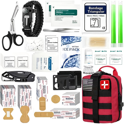 258-Piece Professional Survival Kit with Fire Starter Compass Multi-Tool for Men Camping Hiking Outdoor Exploration Emergency Preparedness Gift