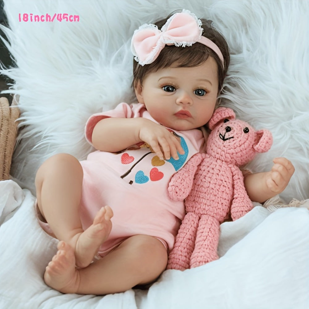 Realistic Newborn Reborn Baby Doll Soft Body Lifelike Hand-Painted Skin Infant Toy Nurturing Companion Gift for Kids Girls Ages 3+ Birthday Halloween Christmas