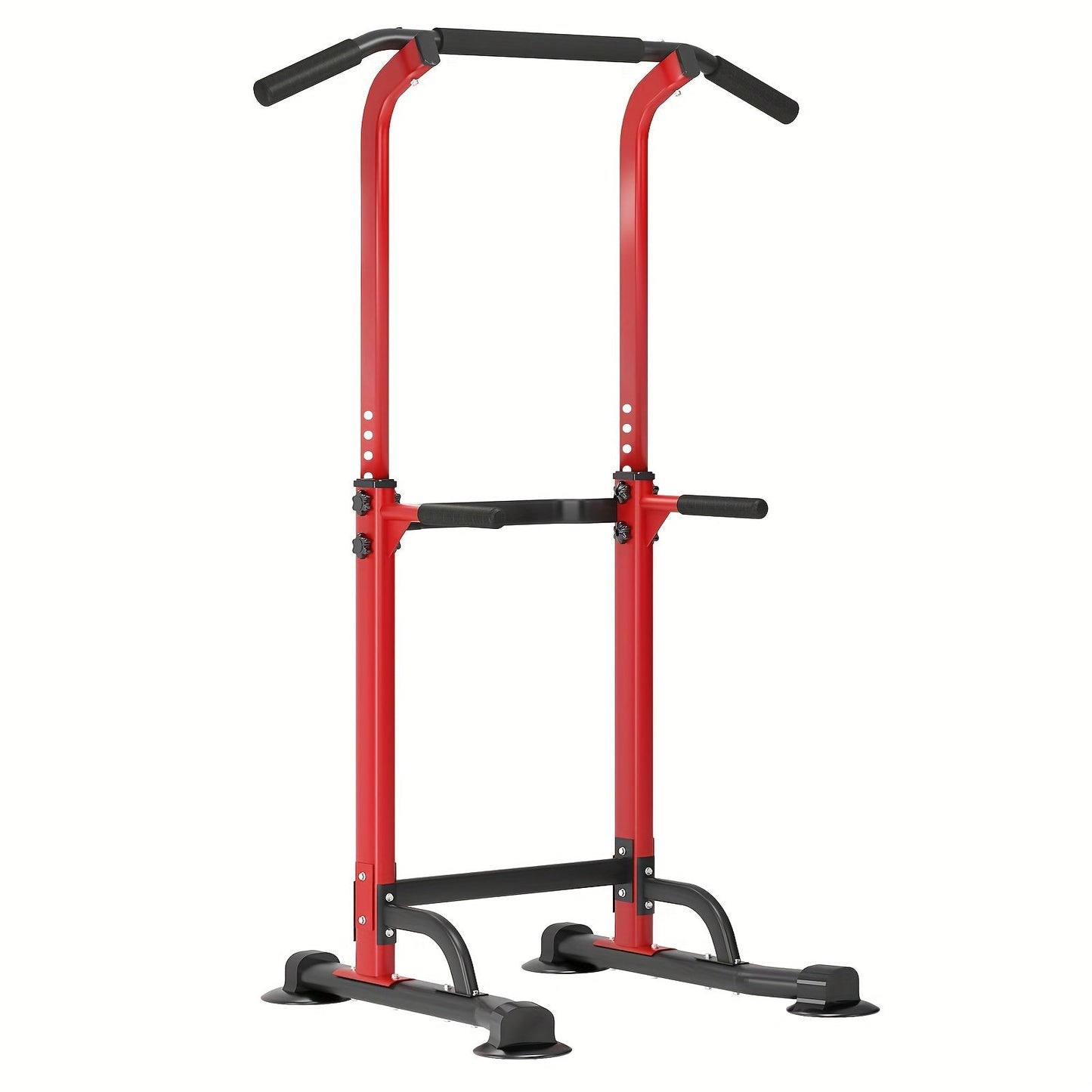 Power Tower Dip Station Pull Up Bar for Home Gym – 330lb Capacity, 10 Height Levels 65"-83", 6 Exercise Positions, H-Base with Suction Cups – Full Body Strength Training Equipment