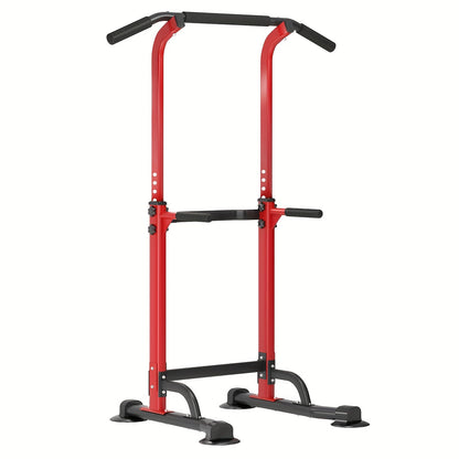 Power Tower Dip Station Pull Up Bar for Home Gym – 330lb Capacity, 10 Height Levels 65"-83", 6 Exercise Positions, H-Base with Suction Cups – Full Body Strength Training Equipment